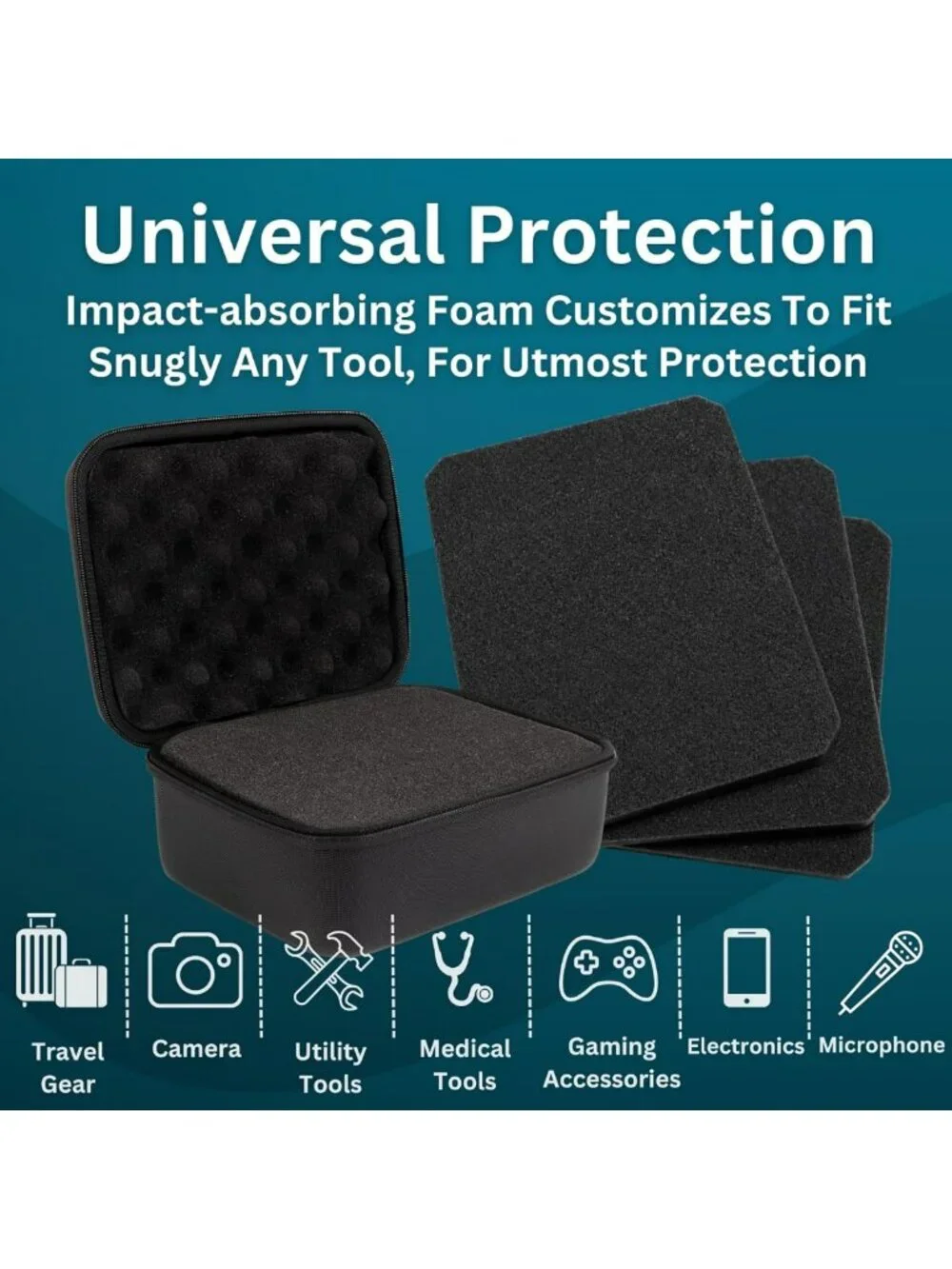 Customizable Hard Case 11x9x5.5 with 3-Layer Pick-and-Pluck Foam Storage